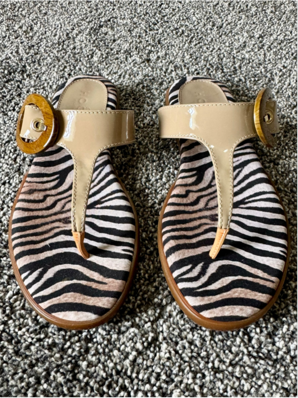 Women's Hogan Patent Leather Ibiza Sandals Zebra Footbed Tortoiseshell Buckle 36 - Picture 2 of 13